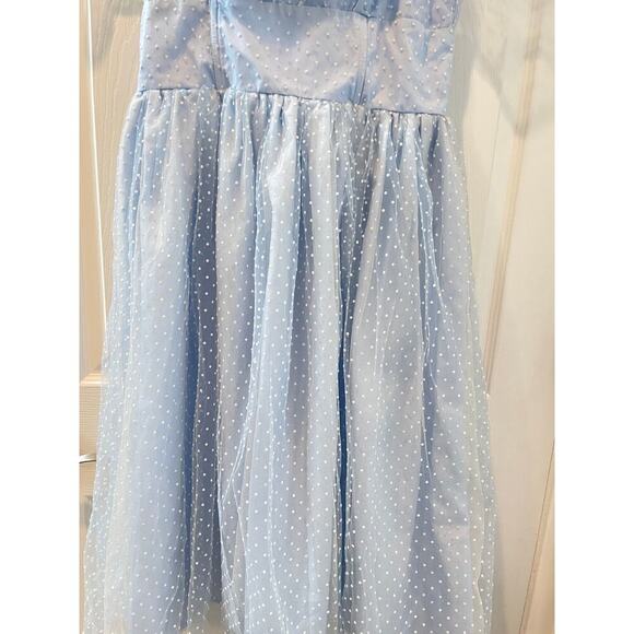 Unique Vintage Light Blue Swing Dress Tulle 1950s Dress Pin Up Rockabilly Sz L - Picture 9 of 9